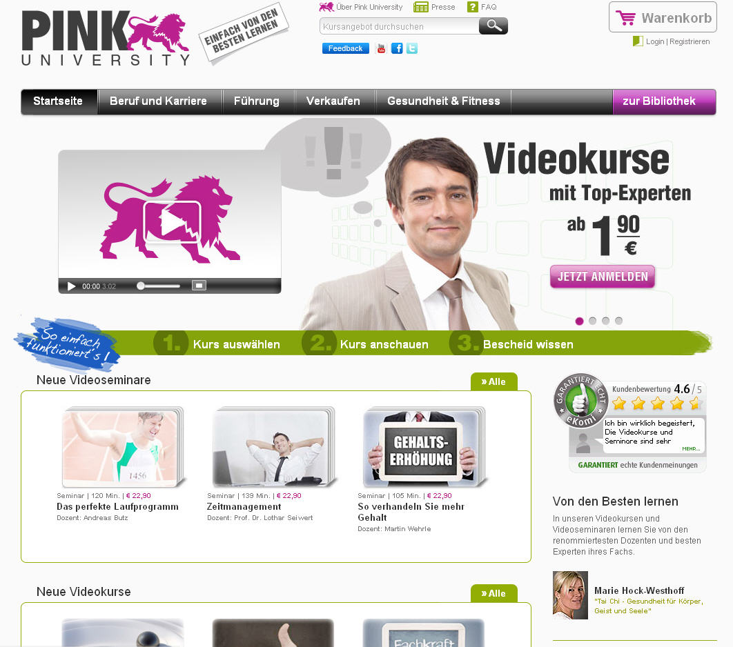 Pink University – Lernen durch Videos mit Top-Dozenten