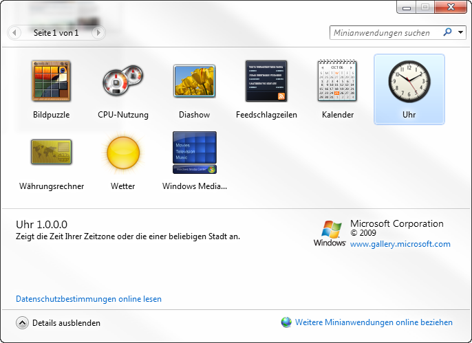 derMOE-Tipp der Woche: Windows 7 – Uhr Gadget wieder sichtbar machen